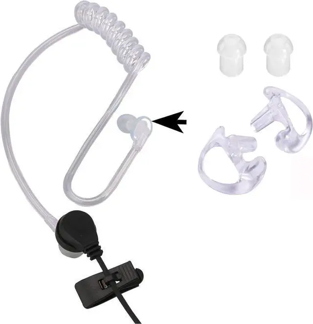 Alt view image 2 of 7 - Two Way Radio Earpiece Noise Canceling Transparent Security Headphones Walkie Talkie Earphone with PTT/VOX  Pair