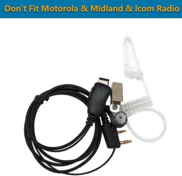 Alt view image 2 of 6 - Walkie Talkie Earpiece(2 Pack) with Mic 2 Pin Covert Air Acoustic Tube Headset for Baofeng UV-5R BF-888S BF-F8HP Retevis H-777 Kenwood Arcshell PXTON WouXun Two Way Radio Black