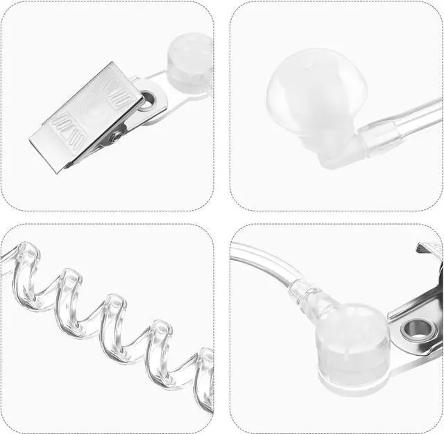 Alt view image 7 of 7 - 10-Pack Replacement Acoustic Coil Tube with Clip for Baofeng Retevis Midland Kenwood Motorola 2 Way Radio Audio Walkie talkies Headsets Secret Spy Game Earpiece