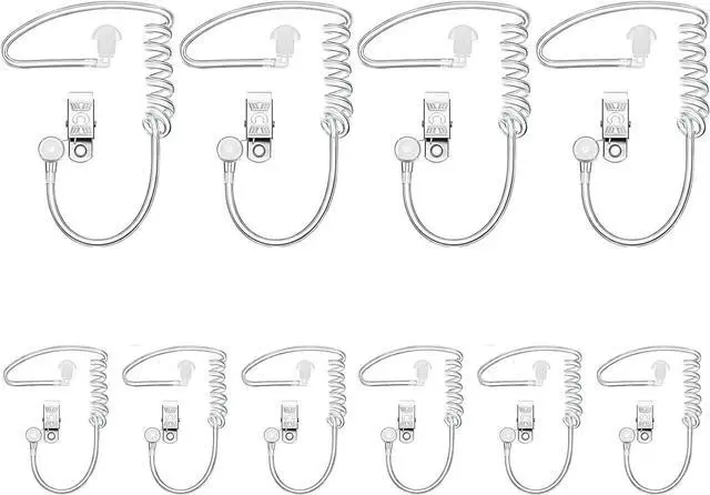 Main image of 10-Pack Replacement Acoustic Coil Tube with Clip for Baofeng Retevis Midland Kenwood Motorola 2 Way Radio Audio Walkie talkies Headsets Secret Spy Game Earpiece