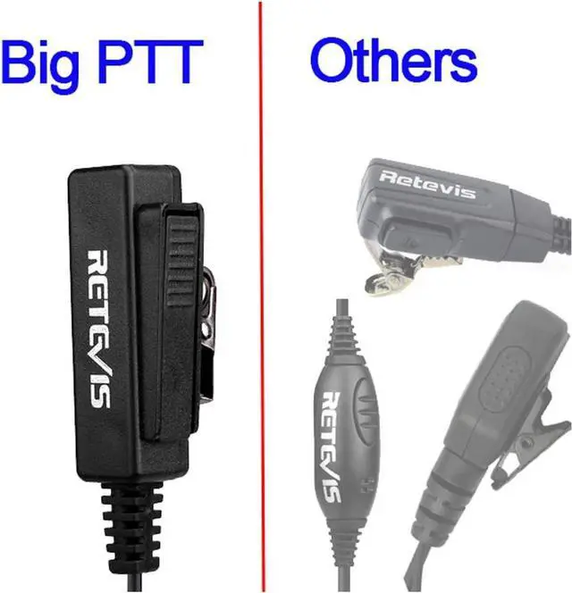Alt view image 4 of 7 - Retevis Acoustic Tube Walkie Talkie Earpiece with Mic 2 Pin, Compatible with Retevis RT22 RT21 H-777 RT68 RT19 pxton Arcshell eSynic Walkie Talkies, Two Way Radio Headset with Big PTT Clip(5 Pack)