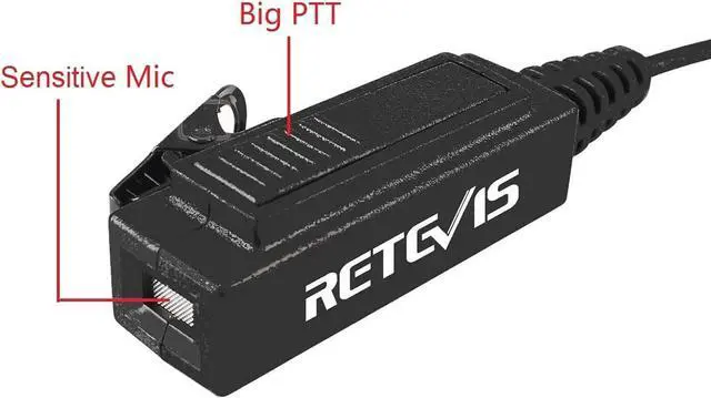 Alt view image 6 of 7 - Retevis Acoustic Tube Walkie Talkie Earpiece with Mic 2 Pin, Compatible with Retevis RT22 RT21 H-777 RT68 RT19 pxton Arcshell eSynic Walkie Talkies, Two Way Radio Headset with Big PTT Clip(5 Pack)