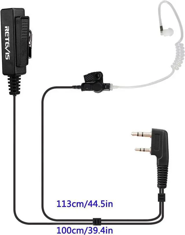 Alt view image 2 of 7 - Retevis Acoustic Tube Walkie Talkie Earpiece with Mic 2 Pin, Compatible with Retevis RT22 RT21 H-777 RT68 RT19 pxton Arcshell eSynic Walkie Talkies, Two Way Radio Headset with Big PTT Clip(5 Pack)