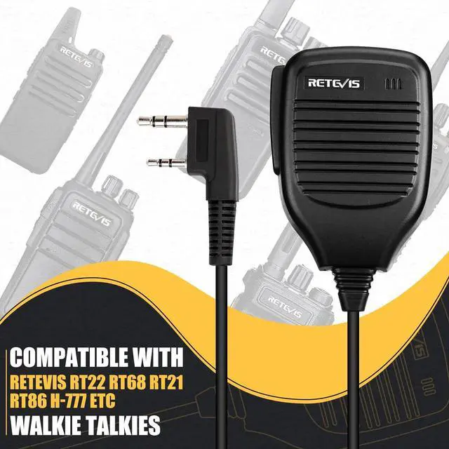 Alt view image 2 of 7 - Retevis Shoulder Speaker Mic 2 Pin Walkie Talkie Speaker Microphone Compatible with Retevis H-777 RT21 RT22 RT68 RT86 RT85 RT22S RT19 RT17 Baofeng UV-5R UV-82 888S Arcshell AR-5 2 Way Radio(1 Pack)