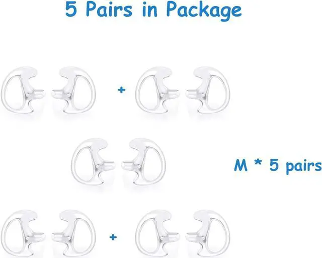 Alt view image 5 of 5 - Replacement Earmold Earpiece Earbud Earplug Ear Mold for Walkie Talkie Acoustic Tube Earpiece,Soft Silicone Earmould Replacement Earpiece Insert for Two Way Radio Air Acoustic Headset (Pair of 5)