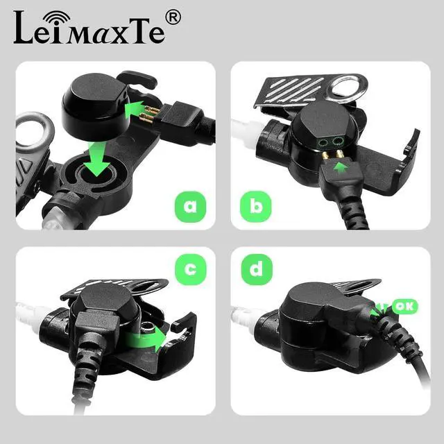 Alt view image 7 of 7 - LEIMAXTE RDM2070D Earpiece for Motorola,Compatible CLS1110 CLS1410 CP185 CP200D RDU4100 2 Way Radio Headset with Mic PTT 2 Pin FBI Security Acoustic Tube Surveillance e Walkie Talkie Headphone