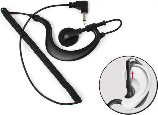 Alt view image 3 of 5 - UAYESOK 3.5mm Police Receive/Listen Only Earpiece G Shape Soft Ear Hook Surveillance Headset for Two Way Radio, Radio Speaker Mic