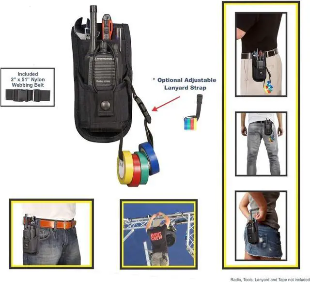 Alt view image 4 of 5 - URH-801 Radio Belt Holster with Tool Pouch Also Functions as a Radio Shoulder Holster has Adjustable Radio Pouch That fits a Radio from 4-3/4" up to 8-1/2" Tall. Made in USA by Holsterguy.
