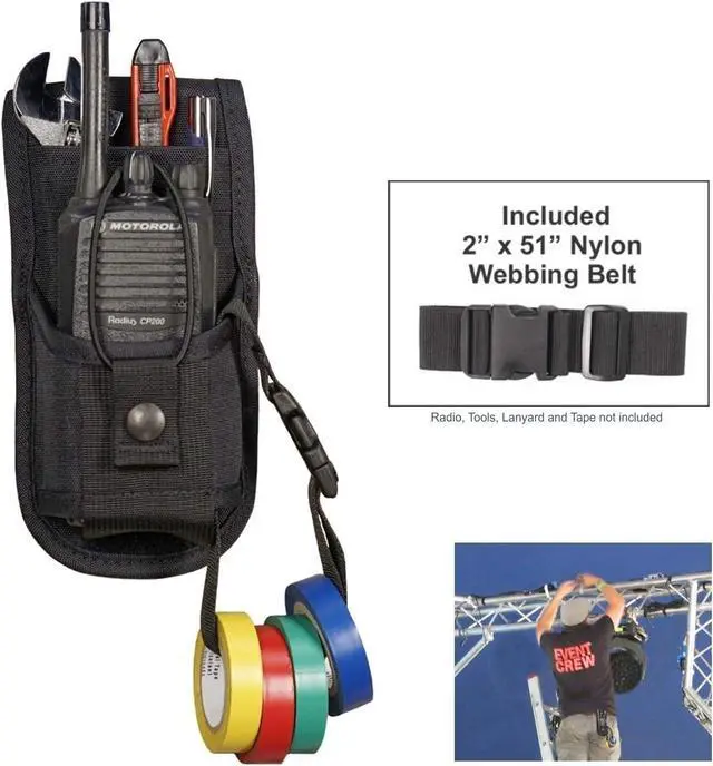 Alt view image 3 of 5 - URH-801 Radio Belt Holster with Tool Pouch Also Functions as a Radio Shoulder Holster has Adjustable Radio Pouch That fits a Radio from 4-3/4" up to 8-1/2" Tall. Made in USA by Holsterguy.