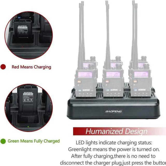 Alt view image 4 of 7 - Baofeng UV-5R Six Way Charger Two Way Radio Multi Unit Charger Station for UV-5R UV-5R+ UV-5RE UV-5RTP UV-5X3 BF-F8HP RT-5R RT-5RV MK4 Radio and Battery