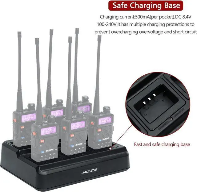 Alt view image 3 of 7 - Baofeng UV-5R Six Way Charger Two Way Radio Multi Unit Charger Station for UV-5R UV-5R+ UV-5RE UV-5RTP UV-5X3 BF-F8HP RT-5R RT-5RV MK4 Radio and Battery