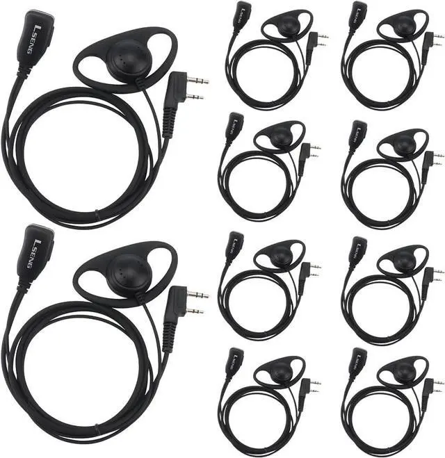 Main image of Case of 10,Walkie Talkie Earpiece with Mic 2 Pin D-Type Headset for Walkie-Talkie Compatible with Baofeng UV-5R BF-888S H-777 RT22 RT27 RT-5R Kenwood 2 Way Radios(10 Pack)