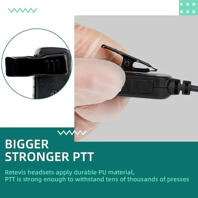 Alt view image 7 of 7 - Retevis VOX Earpiece for 2 Pin Walkie-Talkie, Hands Free Earpiece, Compatible RT22 RT21 H-777 RT68 RT19 RT27 RT28 Two Way Radios, Security Acoustic Tube Earpiece for Radios (4 Pack)