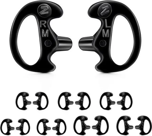Main image of Zeadio 8-Pair Radio Earpiece, Soft Silicone Earmould Earbud Earplug for Walkie Talkie Acoustic Earpiece Headset, Two-Way Radio Coil Tube Audio Kits - Black