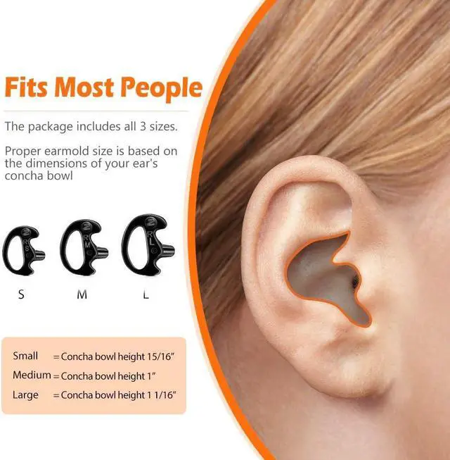 Alt view image 4 of 7 - Zeadio 8-Pair Radio Earpiece, Soft Silicone Earmould Earbud Earplug for Walkie Talkie Acoustic Earpiece Headset, Two-Way Radio Coil Tube Audio Kits - Black