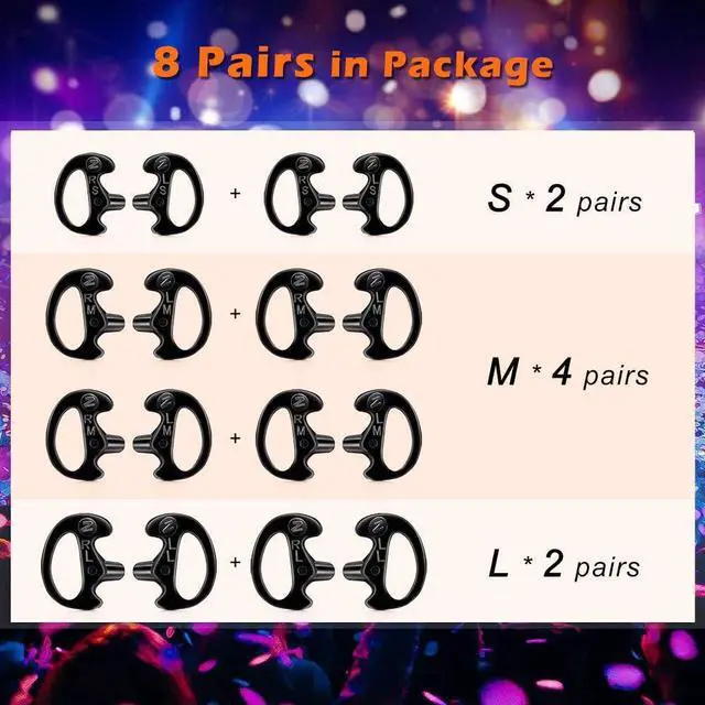 Alt view image 7 of 7 - Zeadio 8-Pair Radio Earpiece, Soft Silicone Earmould Earbud Earplug for Walkie Talkie Acoustic Earpiece Headset, Two-Way Radio Coil Tube Audio Kits - Black