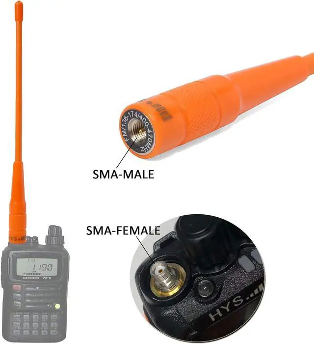 Alt view image 2 of 5 - HYS 2m 70cm SMA Male Antenna, VHF UHF Soft Whip 2 Way Radio Antenna for 136-174/400-470Mhz Walkie Talkie YAESU/Vertex VX-3R VX-6R VX-7R VX-8R VX-150 FT-60R TYT MD-UV380 Radio