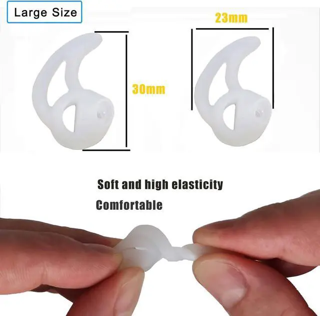 Alt view image 2 of 5 - Silicone Fin Ear Mold for Two Way Radio Earpiece Replacement Earmold Earbud Tips for Surveillance Police Earpiece Coil Tube Headset (2 Pair Fin Large Left Ear)