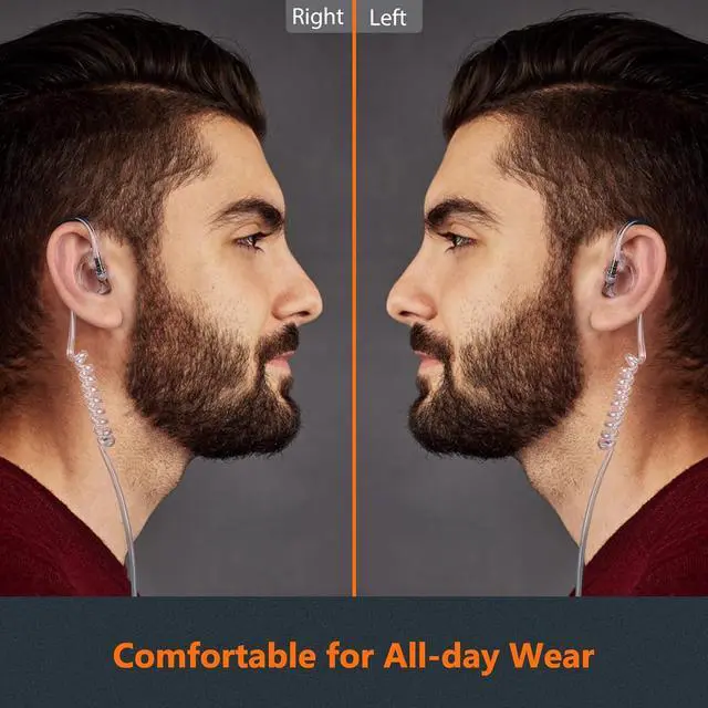 Alt view image 5 of 7 - Zeadio 3.5mm Receiver/Listen ONLY Surveillance Headset Earpiece with Acoustic Tube and Earmold Earpiece for Smartphone, Two-Way Radios, Transceivers and Radio Speaker Mics Jacks (Pack of 2)