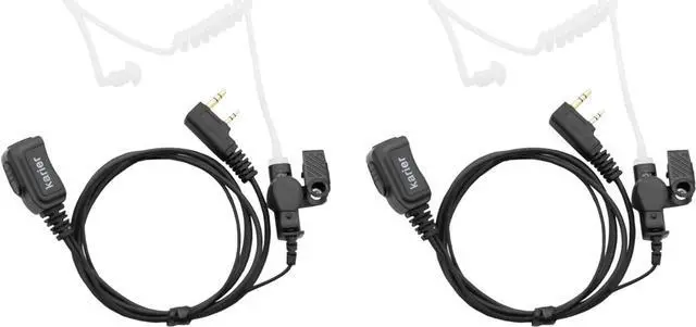 Main image of Karier Transparent Acoustic Tube Earpiece with Mic Compatible for Baofeng UV-5R BF-F8HP UV-82 Retevis H-777 RT21 RT22 Kenwood 2 Pin Two Way Radio Headset (2 Pack)