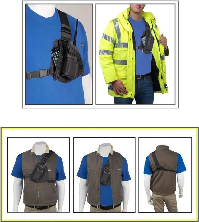 Alt view image 3 of 5 - HOLSTERGUY RCH-101M (MESH) Radio Chest Harness Shoulder Radio Holster Chest Pack Adjustable Single Radio Pouch Two-Way Radio Holster for Motorola Radios and Walkie Talkies RCH-101M Made in USA