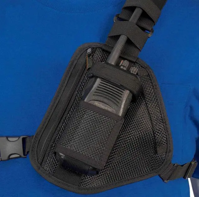 Alt view image 5 of 5 - HOLSTERGUY RCH-101M (MESH) Radio Chest Harness Shoulder Radio Holster Chest Pack Adjustable Single Radio Pouch Two-Way Radio Holster for Motorola Radios and Walkie Talkies RCH-101M Made in USA
