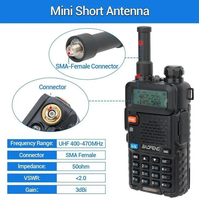 Alt view image 5 of 7 - BaoFeng Antenna Stubby Antenna UHF 400-470MHz Ham Radio Antenna Replacement Walkie Talkie SMA Female Antenna Compatiable with BaoFeng BF-888S UV-5R Retevis H-777S Kenwood FRS Two Way Radio(4 Pack)