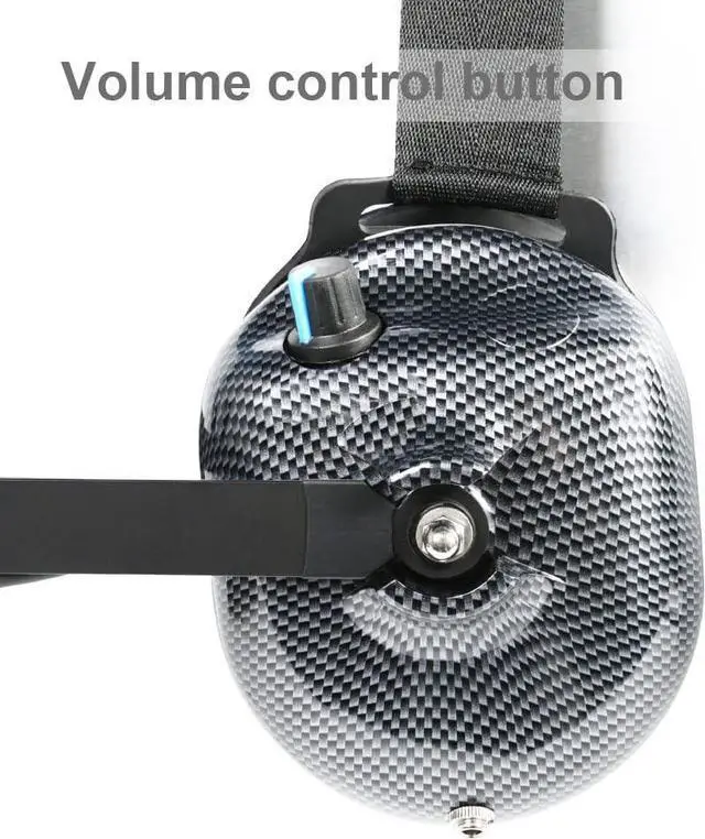 Alt view image 7 of 7 - Carbon Fiber Style Behind The Head Two Way Radio Headset with Cord Cable, Volume Control Knob, 3.5mm Input Jack for Kenwood and BaoFeng 2-Pin Radios