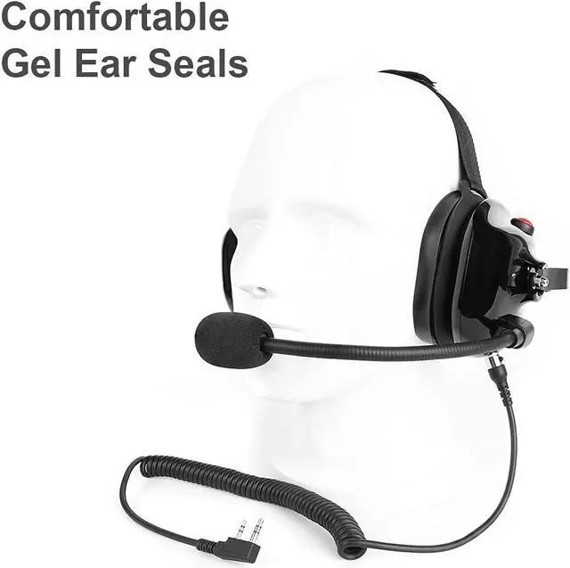 Alt view image 2 of 6 - Two Way Radio Headset with Noise Cancelling Microphone, Volume Control Knob, Push to Talk, 3.5mm Input Jack Behind The Head Style Racing Headset