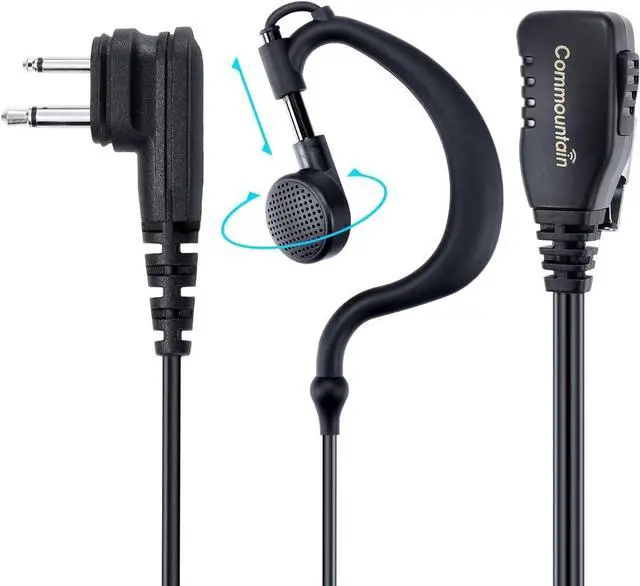 Main image of commountain CLS1410 CLS1110 Earpiece with PTT/Mic for Motorola Walkie Talkies Radios DTR550 DTR700 RDU4100 RDU4160D RMU2040 RMU2080D RMU2080 DLR1020, CLS 1410 CLS 1110, G Shape Headset, 2 Pin