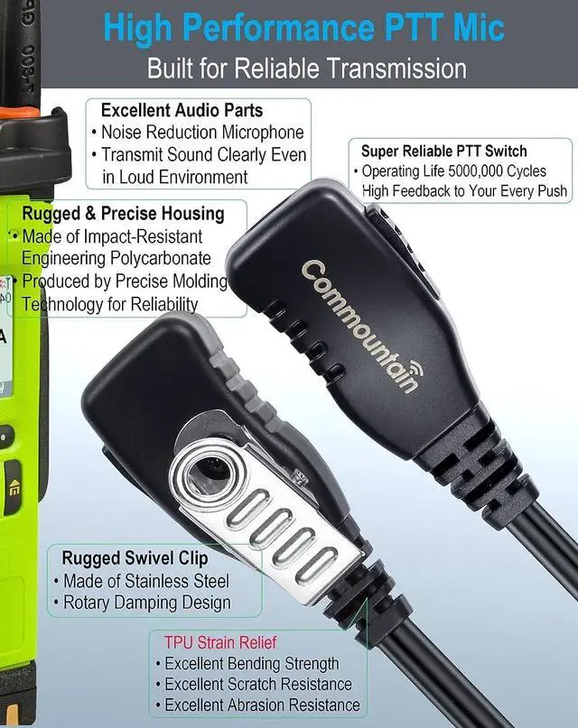 Alt view image 4 of 7 - commountain CP200D CP100D Earpiece for Motorola Radio R2 CP200 CP185 BPR40 BPR40D CLS1410 CLS1110 DTR700 DTR650 RDU4100 RDU4160D RMU2040 RMU2080D CLS, Acoustic Tube Surveillance Walkie Talkie Headset