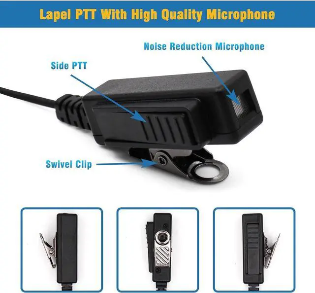 Alt view image 4 of 7 - APX 6000 XPR7550e radio Earpiece with mic, 2-Wire Surveillance Headset with PTT Mic Compatible for Motorola APX6000 APX7000 APX8000 XPR6350 XPR6550 XPR7350 XPR7550 DP4600e DP4800e walkie Talkies 2Pack