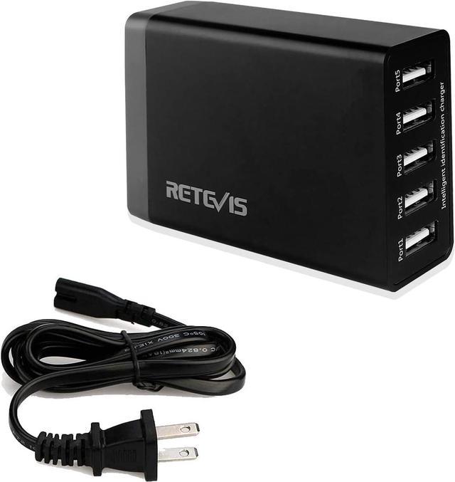 Retevis 5-Port USB Wall Charger Radio Charging Station Compatible with RT68  RB28 RT19 RT22P NR10 RT18 RT22S H777 RB89 RT86 RT45P RB29 Baofeng Cobra HYT  Walkie Talkies and iPhone (1 Pack) 