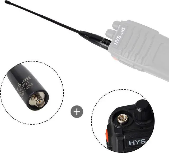 Alt view image 3 of 5 - HYS NA-701 SMA-Female Ham Radio Antenna Dual Band VHF UHF Walkie Talkie Replacement Antenna for Baofeng BF-888S BF-UV5R BF-UV82 GT-3 BF-F8HP Handheld Radios