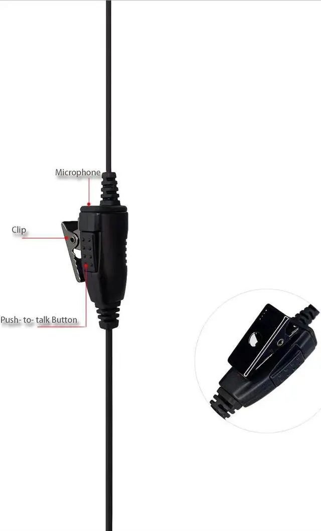 Alt view image 3 of 5 - MONICONA Air Tube Earpiece Surveillance Kit Earphone Headset PTT Mic for Motorola EVX-S24 Yaese VX-6R FT-270R Icom IC-4300L IC-M25 Standard Horizon HX320 HX210 HX40 HX890 Two Way Radio