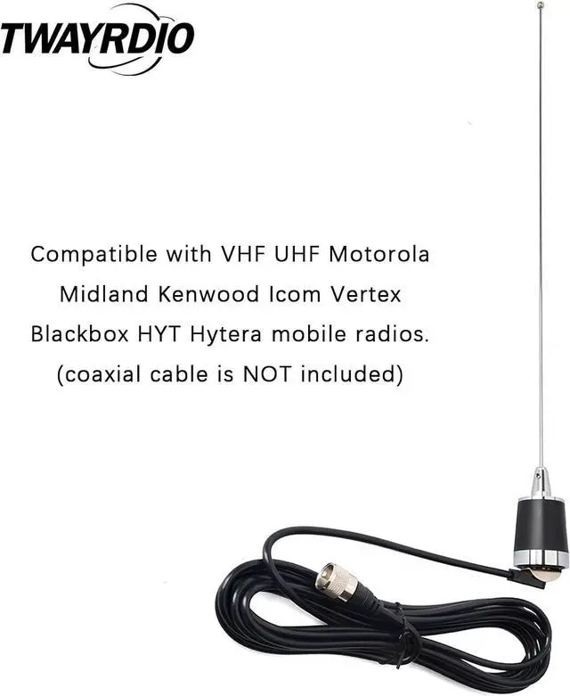 Alt view image 5 of 7 - TWAYRDIO NMO Dual Band Antenna, 144MHz VHF and 430MHz UHF Two Way Antenna for Motorola Kenwood Icom Vertex Blackbox HYT Hytera Mobile Radios, Requires NMO Mount