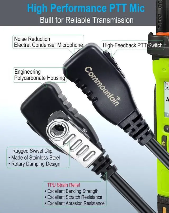 Alt view image 4 of 7 - commountain XPR 3500e XPR 3300e Earpiece with Mic Compatible with Motorola Radios XPR 3300, XPR 3500, XPR3300e, XPR3500e, XPR3300, XPR3500, XPR 3000e G Shape Headset with PTT Microphone