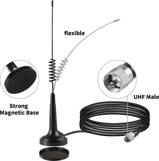 Alt view image 6 of 7 - CB Antenna 27MHz Handheld CB Radio Antenna Magnetic Mount 14 Inch CB Radio Antenna PL259 & BNC Male Compatible with Cobra Midland Uniden President Vehicle Car Truck Mobile CB Radio Handheld CB Radio