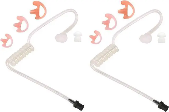 Main image of 2 Pack Replacement Clear Acoustic Tube for Two Way Radio Earpiece and Headset, Surgical Grade UV Resistant Clear Tube, Replacement Coil Tube
