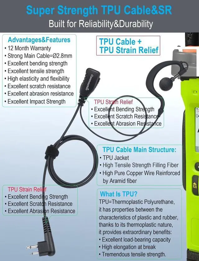 Alt view image 5 of 7 - commountain CP200D CLS1410 Earpiece Compatible for Motorola Radios R2 CLS1110 CP100D CP200 CP185 BPR40 BPR40D DTR700 DTR650 RDU4100 RDU4160D RMU2040 RMU2080D CLS CP, G Earhook Headset Ear Piece-5 Pack