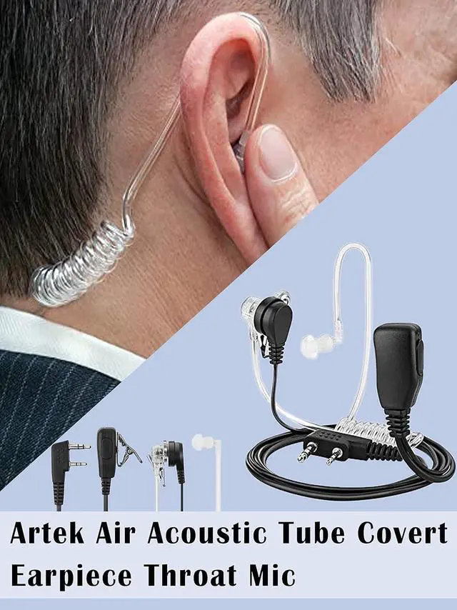 Alt view image 2 of 2 - Baofeng Air Acoustic Tube Earpiece Throat Mic Air Tube Earpiece Headset for Baofeng UV5R BF-888s