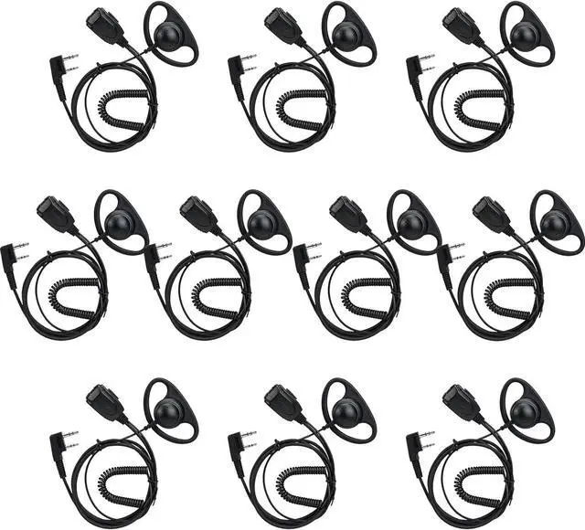 Main image of Retevis Clear Earhook Ear Pieces for Walkie Talkie 2 Pin, Coil Tube, Compatible RT22 RT21 H-777 RT68 H-777S RT22S RT15 RB29 Two Way Radios, 2 Way Radio Earpiece with Mic(10 Pack)
