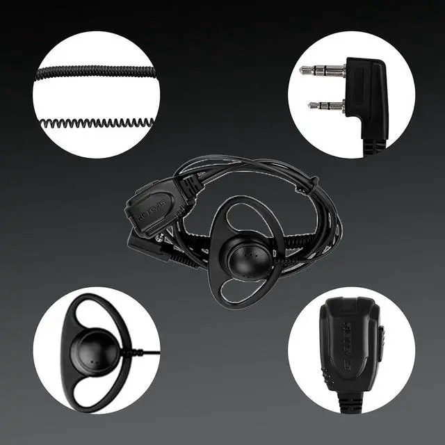 Alt view image 7 of 7 - Retevis Clear Earhook Ear Pieces for Walkie Talkie 2 Pin, Coil Tube, Compatible RT22 RT21 H-777 RT68 H-777S RT22S RT15 RB29 Two Way Radios, 2 Way Radio Earpiece with Mic(10 Pack)