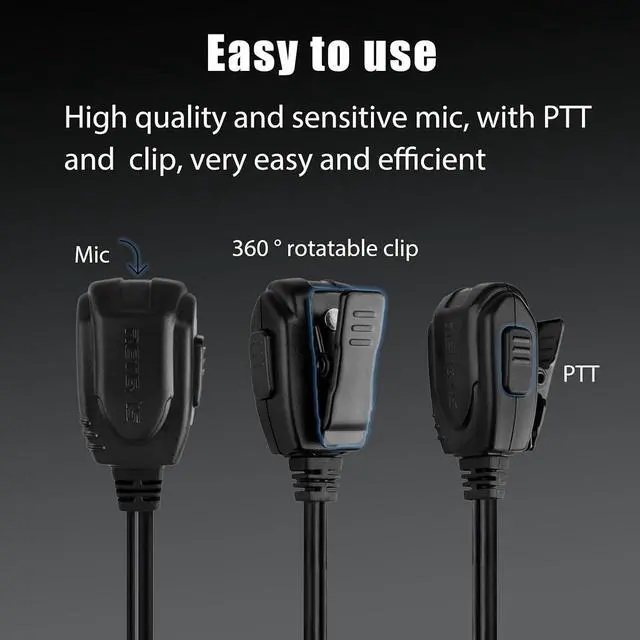 Alt view image 6 of 7 - Retevis Clear Earhook Ear Pieces for Walkie Talkie 2 Pin, Coil Tube, Compatible RT22 RT21 H-777 RT68 H-777S RT22S RT15 RB29 Two Way Radios, 2 Way Radio Earpiece with Mic(10 Pack)