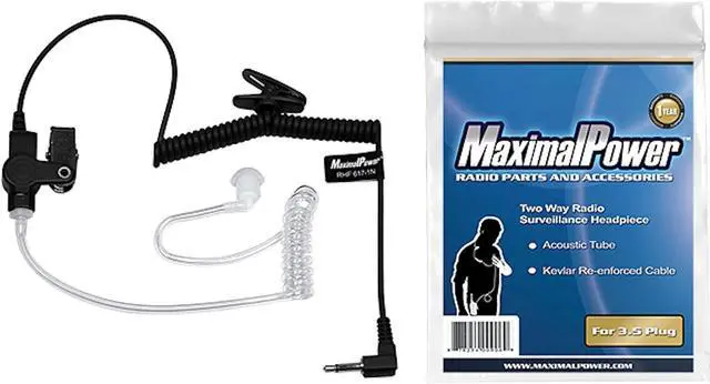Alt view image 2 of 7 - MaximalPower 2-Pack 3.5mm Listen Only Acoustic Tube Earpiece with One Pair Medium Earmolds for Two-Way Radios | Compatible with Motorola, Vertex, Hytera Radios for Surveillance, Police, Security