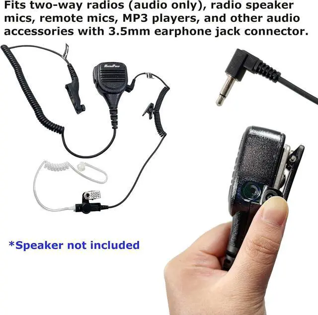 Alt view image 3 of 7 - MaximalPower 2-Pack 3.5mm Listen Only Acoustic Tube Earpiece with One Pair Medium Earmolds for Two-Way Radios | Compatible with Motorola, Vertex, Hytera Radios for Surveillance, Police, Security