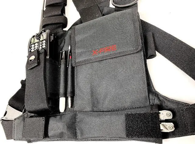 Alt view image 3 of 5 - Single Radio Chest Rig Harness w/Tool Pockets and 3m Reflective