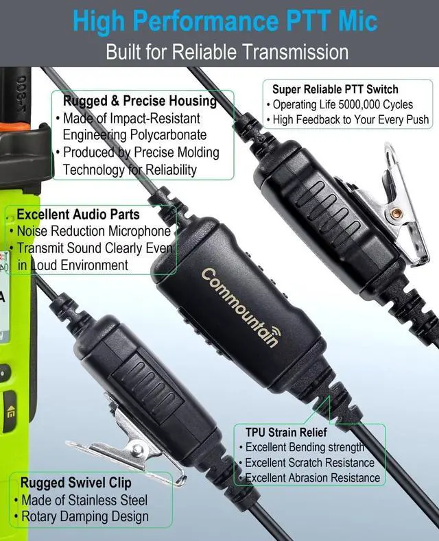 Alt view image 4 of 6 - commountain SL300 SL3500e Earpiece with Mic Compatible for Motorola Radios TLK 100 TLK 110 SL7550 SL7550e SL7580 SL7580e SL7590 SL7590e SLN 1000 SL, TLK100 TLK110 SLN1000 G Earhook Headset-5 Pack