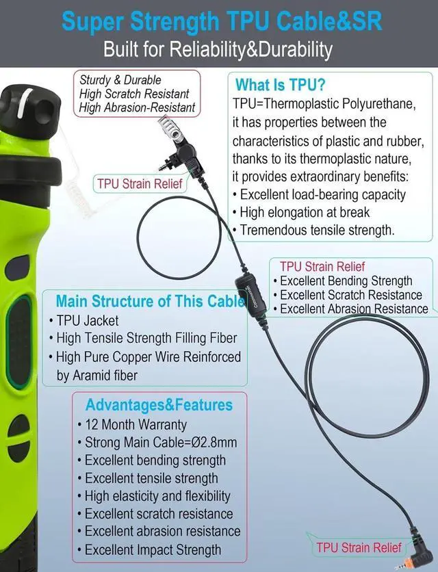 Alt view image 5 of 6 - commountain SL300 SL3500e Earpiece with Mic Compatible for Motorola Radios TLK 100 TLK 110 SL7550 SL7550e SL7580 SL7580e SL7590 SL7590e SLN 1000 SL 300, TLK100 TLK110 SLN1000 Acousic Tube Headset