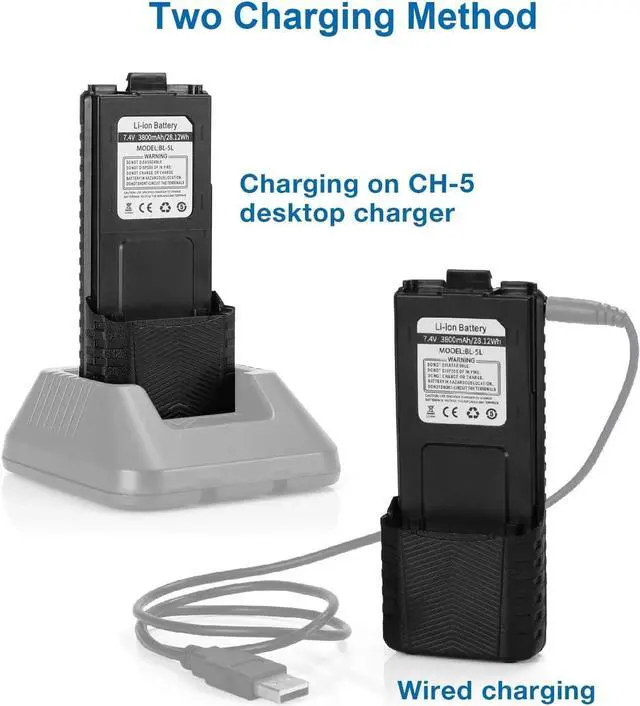 Alt view image 3 of 6 - Li-ion Battery Desktop Charger for Baofeng UV-5R UV-5RA UV-5RB UV-5RC UV-5RD UV-5RE UV-5RePlus TYT TH-F8 Two Way Radio with USB Cable